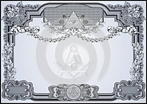 Masonic symbols on a blank letterhead for creating documents. photo