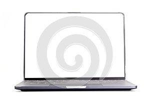 Blank form of laptop computer frame with white background for add template infographic or presentation and advertisement.