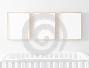 Blank Frame Nursery Mockup with baby cot photo