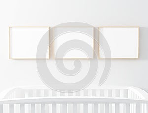 Blank Frame Nursery Mockup with baby cot