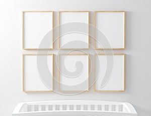 Blank Frame Nursery Mockup with baby cot