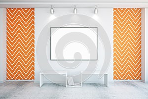 Blank frame in orange room