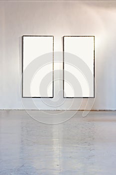 Blank frame on the wall at art gallery photo