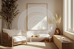 Simple wood frame mockup photo