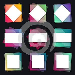 Blank frames for labels, stickers, banners, greetings and tags colourful design collection.