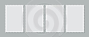 Blank frames of postage stamps. Vector illustration includes a post stamp. Empty postal shapes border set
