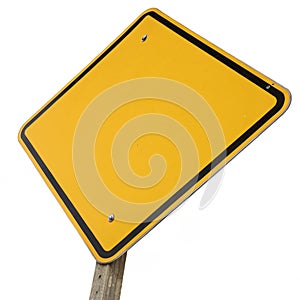 Blank generic caution sign isolated on white background