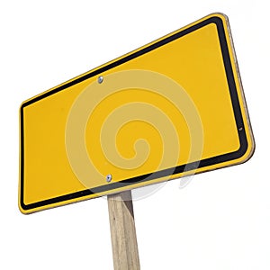 Blank generic caution sign isolated on white background