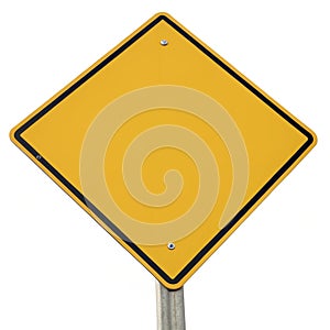 Blank generic caution sign isolated on white background