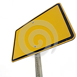 Blank generic caution sign isolated on white background