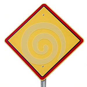 Blank generic caution sign isolated on white background