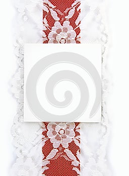 Blank Gift Card with Red and Lace Ribbon