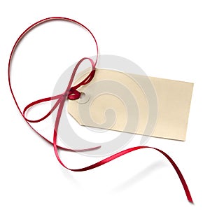 Blank Gift Tag with Red Ribbon