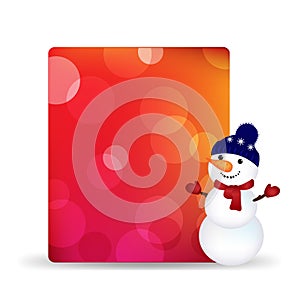 Blank Gift Tag With Snowman And Bokeh