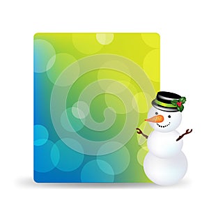 Blank Gift Tag With Snowman And With Cap