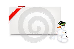 Blank Gift Tag With Snowman. Vector