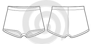 Blank girls knickers technical sketch. Lady lingerie. Female white underpants. Women casual panties isolated template