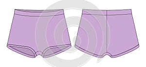 Blank girls knickers technical sketch. Pastel purple color. Lady lingerie. Female underpants