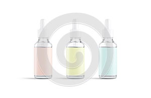 Blank glass dropper bottle with white and black label mockup