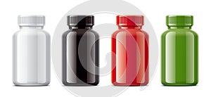 Blank gloss bottles mockups for pills or other pharmaceutical preparations.