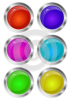 Blank Glossy Round 3D Button Set. Collection.
