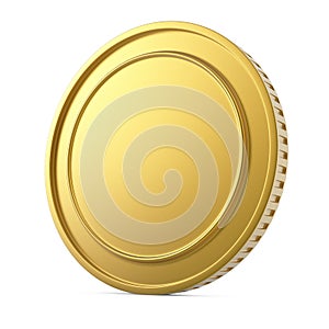 Blank gold coin isolated on white background.