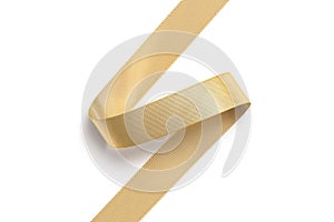 Blank gold curl silk ribbon mock up, isolated