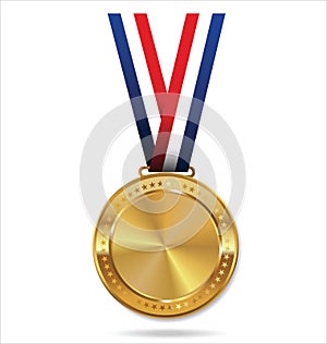 Blank gold medal with tricolor ribbon