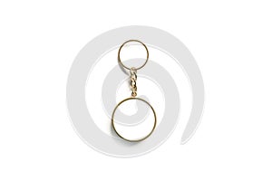 Blank gold round white key chain mock up isometric view