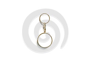 Blank gold round white key chain mock up isometric view photo