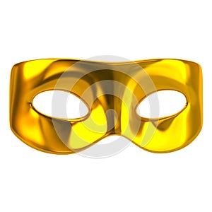 Blank golden mask 3d illustration