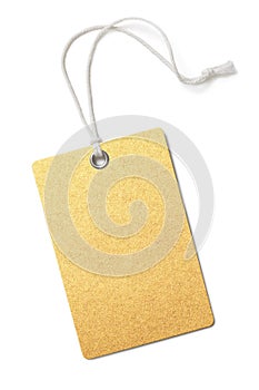 Blank golden paper price or gift tag isolated