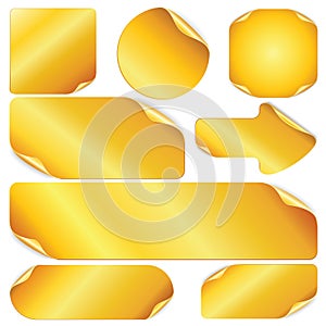 Blank Golden Stickers, Notes, Labels.