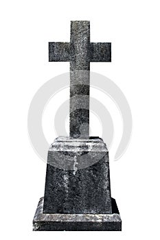 Blank gravestone isolated on white background ready for inscription