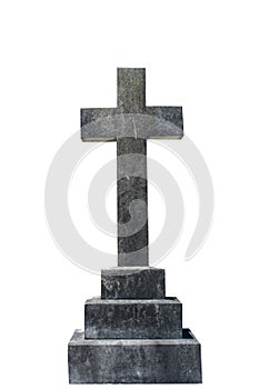 Blank gravestone isolated on white background ready for inscription