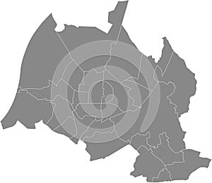 Blank gray districts map of Karlsruhe, Germany