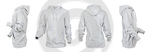 Blank gray hoodie leftside, rightside, frontside and backside