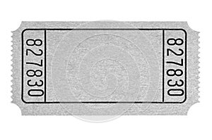 Blank gray movie ticket isolated on plain white