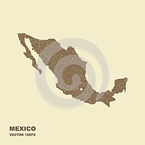 Blank gray similar Mexico map with scuffed effect