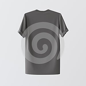 Blank Gray Textile Tshirt Isolated Center White Empty Background.Mockup Highly Detailed Texture Materials.Clear Label