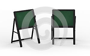 Blank green chalkboard stand with black wooden frame, clipping