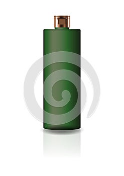 Blank green cosmetic cylinder bottle with cap lid for beauty or healthy product.