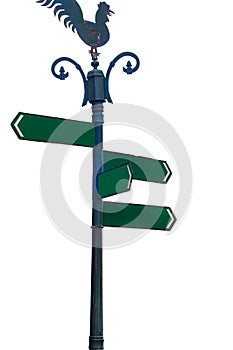 Blank Green Direction Signpost 4 Arrows