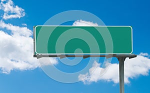 Blank green freeway sign