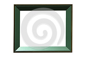 Blank green picture frame isolated on white background, clipping path