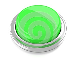 Blank green push button. 3d illustration. Isolated background