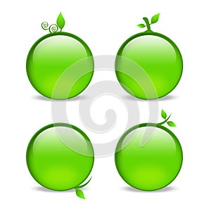 Blank green web icons with leaf embellishments