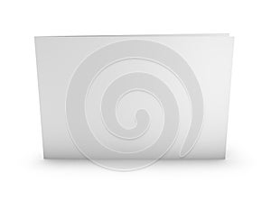 Blank greeting card horizontal orientation mock up, standing on floor with soft shadows.