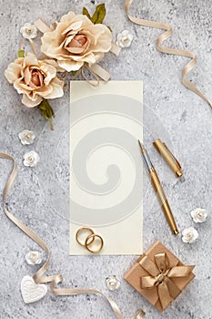 Blank greeting card for wedding day