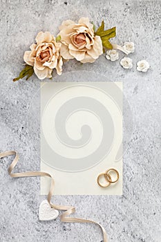 Blank greeting card for wedding day